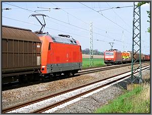 Zum Vergrößern auf das Bild klicken! Dort können Sie auch blättern und die Bildunterschriften lesen! 101 078 und 185 046 in Eltville
