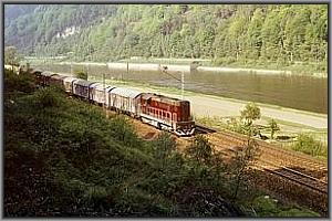 CSD-T458 1232 mit Gterzug vor Schna