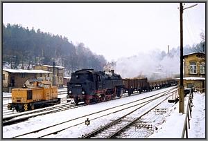 86 1001 erreicht mit Ng 61965 den Bf Annaberg-Buchholz Sd